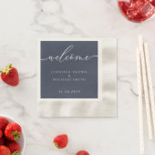 Elegant Navy Blue Welcome Wedding Minimal Design Servet (Insitu)