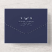 Elegant Navy Blue Whimsical Wedding All In One Uitnodiging (Achterkant)