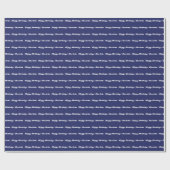 Elegant navy blue white custom scriptnaam cadeaupapier (Vlak)