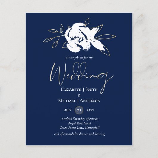 Elegant Navy Blue White Gold Wedding (Voorkant)
