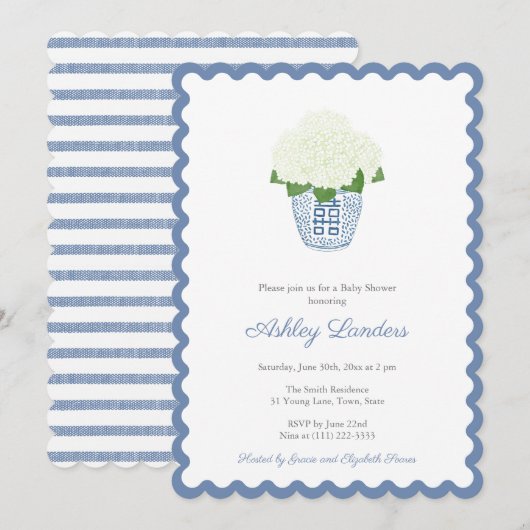 Elegant Navy Blue White Hydrangea Baby Boy Shower Kaart (Voorkant / Achterkant)