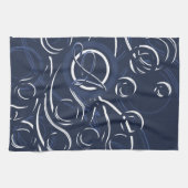 Elegant Navy Blue & White Modern Monogram Patroon Theedoek (Horizontaal)