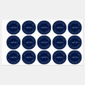 Elegant Navy Blue & White Monogram Waterdicht Labels (Vel)