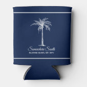 Elegant Navy Blue White Palm Tree (gepersonaliseer Blikjeskoeler (Voorkant)