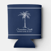 Elegant Navy Blue White Palm Tree (gepersonaliseer Blikjeskoeler (Achterkant)