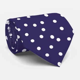 Elegant Navy Blue White Polka Dots  Groom Gift   Stropdas
