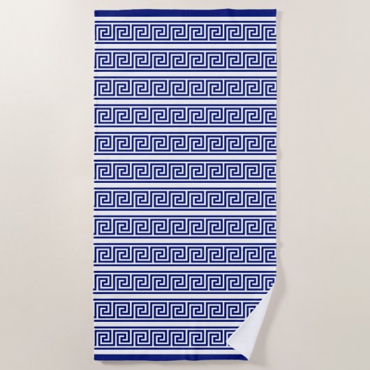 Elegant Navy Blue & White Strandlaken (Voorkant)