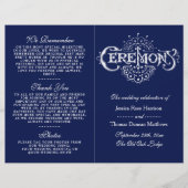 Elegant Navy Blue & White Wedding Ceremony Program (Voorkant)