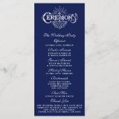 Elegant Navy Blue & White Wedding Ceremony Program Programma (Achterkant)