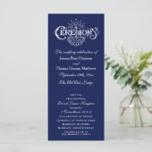 Elegant Navy Blue & White Wedding Ceremony Program Programma (Staand voorkant)