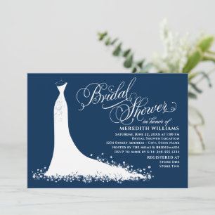 Elegant Navy Blue White Wedding Gown Vrijgezellenf Kaart