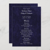 Elegant Navy Blue White Welcome Dinner Menu (Voorkant / Achterkant)