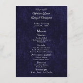 Elegant Navy Blue White Welcome Dinner Menu (Voorkant)