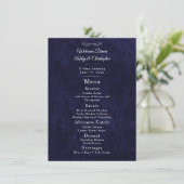 Elegant Navy Blue White Welcome Dinner Menu (Staand voorkant)