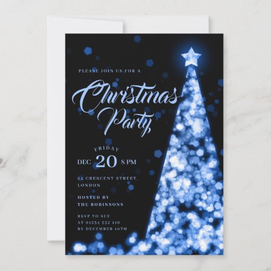 Elegant Navy Blue Winter Christmas Tree Holiday Kaart (Voorkant)