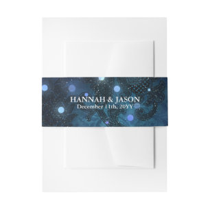 Elegant Navy Blue Winter Wedding Invitation Uitnodigingen Wikkel