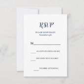 Elegant Navy Blue Winter Wedding RSVP Kaartje (Voorkant)