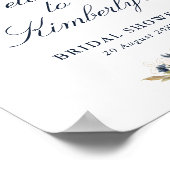 elegant navy & blush bruiloft feest welkom bord poster (Hoek)