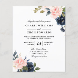 Elegant Navy Blush Wedding on a Budget Invitation