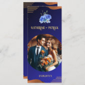 Elegant Navy & Burnt Sinaasappel | Foto bruiloft Menu (Voorkant / Achterkant)