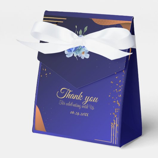 Elegant Navy & Burnt Sinaasappel | Foto Dank u Bedankdoosjes (Voorkant Zijde)