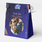 Elegant Navy & Burnt Sinaasappel | Foto Dank u Bedankdoosjes (Achterkant)