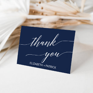 Elegant Navy Calligrafie Hartelijk dank Bedankkaart