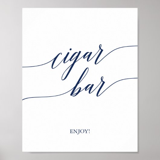 Elegant Navy Calligraphy Cigar Bar Sign Poster (Voorkant)