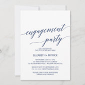 Elegant Navy Calligraphy Engagement Party Kaart (Voorkant)