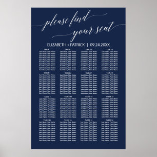 Elegant Navy Calligraphy Seating Chart Poster