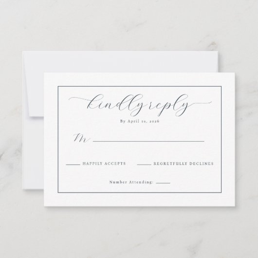 Elegant Navy Calligraphy Template RSVP Kaartje (Voorkant)