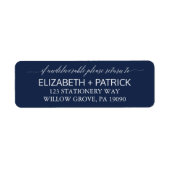 Elegant Navy Calligraphy Wedding Etiket (Voorkant)
