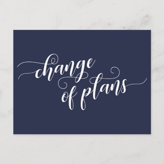 Elegant Navy Change of Plans Postponed Wedding Briefkaart (Voorkant)