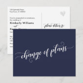 Elegant Navy Change of Plans Postponed Wedding Briefkaart (Voorkant / Achterkant)