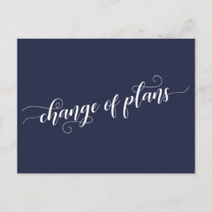 Elegant Navy Change of Plans Postponed Wedding Briefkaart