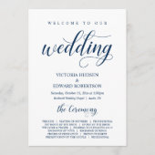 Elegant Navy Classy Script, huwelijksceremonie Programma (Voorkant)