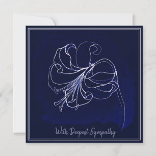 Elegant Navy Dark Blue & White Lily Sympathcard