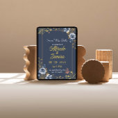 Elegant Navy Dreams: Custom Dark Blue With Photo  Kaart