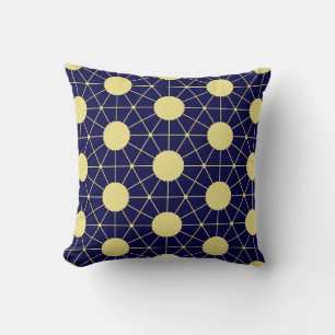 Elegant Navy en Gouden Geometrisch Tegelpatroon Kussen