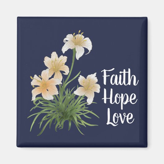 Elegant Navy Faith Hope Love Lily Flowers Pasen Magneet (Voorkant)