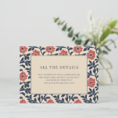 Elegant Navy Floral Border Informatiekaartje (Staand voorkant)