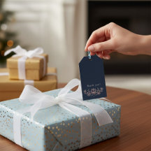 Elegant Navy Floral Thank You Tags