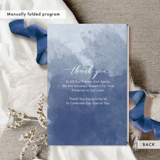 Elegant Navy Folded Wedding Ceremony Program