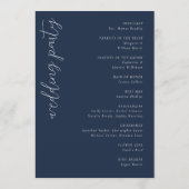 Elegant Navy Geometric Wedding Ceremony Schedule Programma (Achterkant)