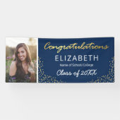 Elegant Navy Gold 2023 Afstuderen Photo Banner (Horizontaal)