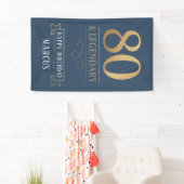 Elegant Navy & Gold 80th & Legendary Birthday Spandoek (Insitu)