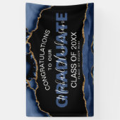 Elegant Navy & Gold Abstract Afstuderen Banner (Verticaal)