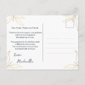 Elegant Navy Gold Afstuderen Bedankt Briefkaart (Achterkant)