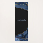 Elegant Navy Gold Black Agate Geode, gepersonalise Yogamat (Achterkant)