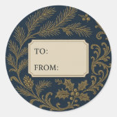 Elegant Navy & Gold Christmas Gift Labels (Voorkant)